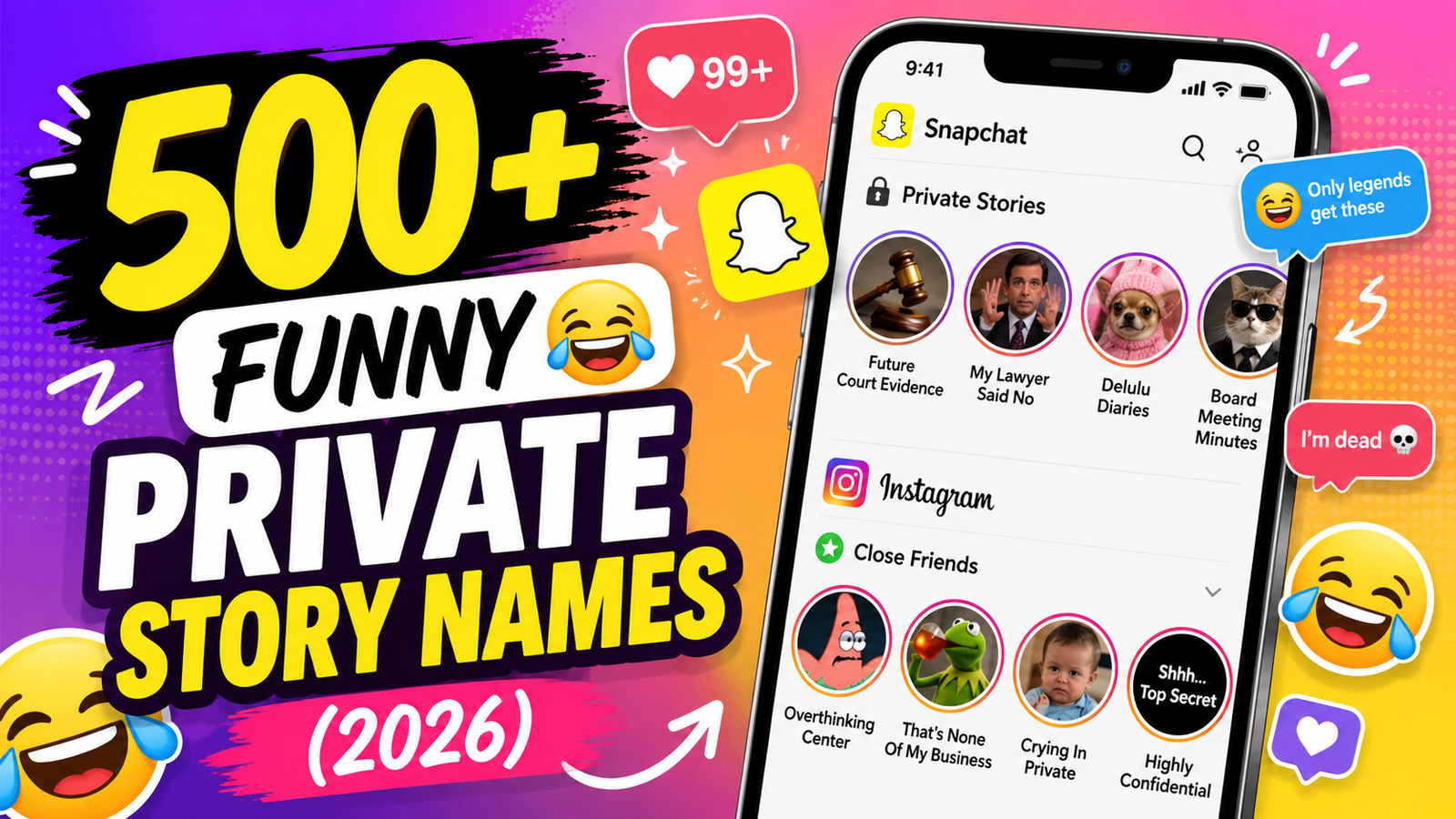 Funny Private Story Names ideas for Snapchat and Instagram in 2026