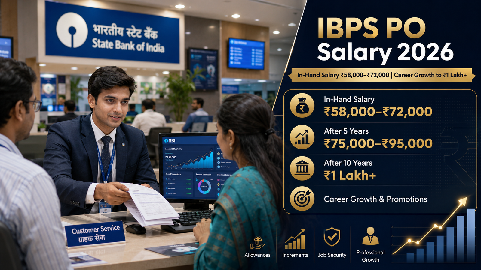IBPS PO Salary 2026 in hand salary career growth after 5 years and 10 years