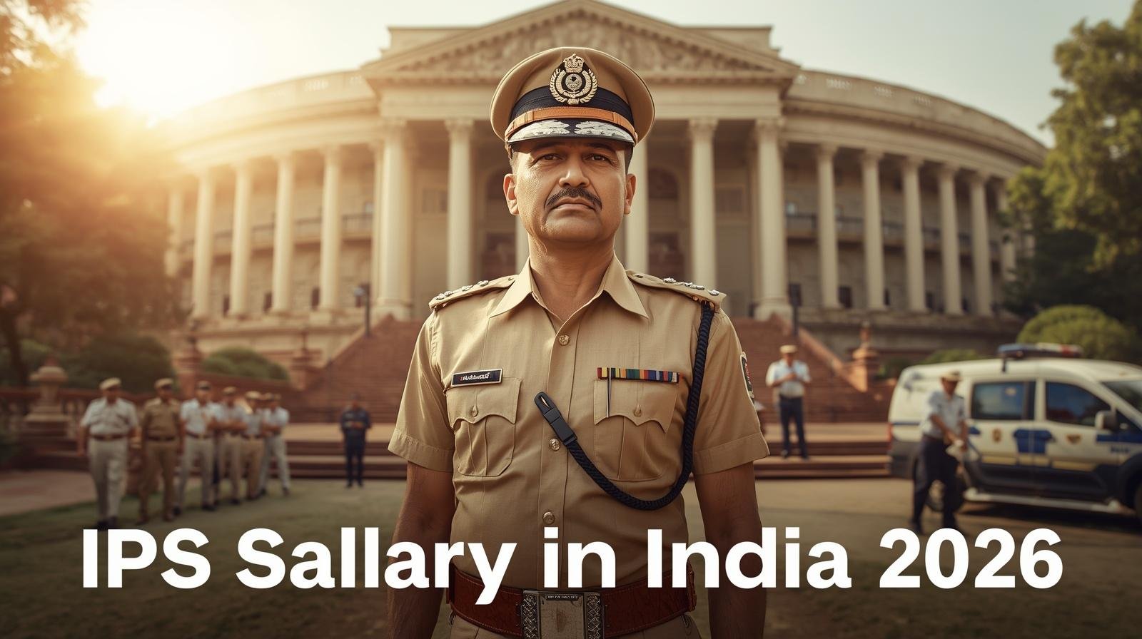 IPS officer standing in uniform representing IPS salary in India 2026