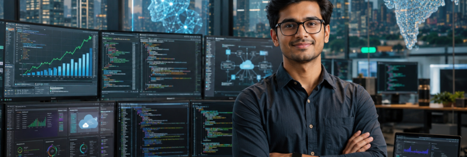 Software engineer salary in India 2026 showing a professional software developer with salary growth and technology career progression.