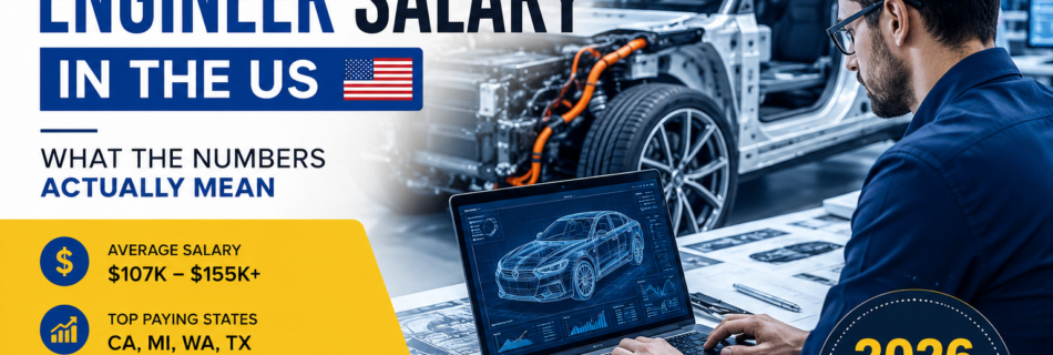 Automotive engineer salary in the US 2026 showing automotive engineering and salary trends