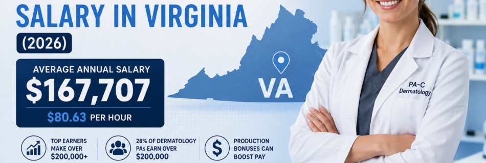 Dermatology PA salary in Virginia 2026