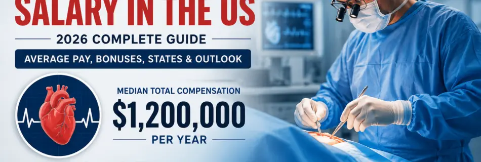 Heart Surgeon Salary in the US 2026 – cardiothoracic surgeon performing heart surgery in a modern operating room