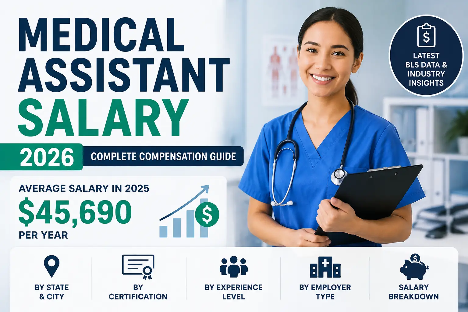 Medical Assistant Salary 2026 guide showing average salary, state-wise pay, certification, and career growth for medical assistants in the United States.