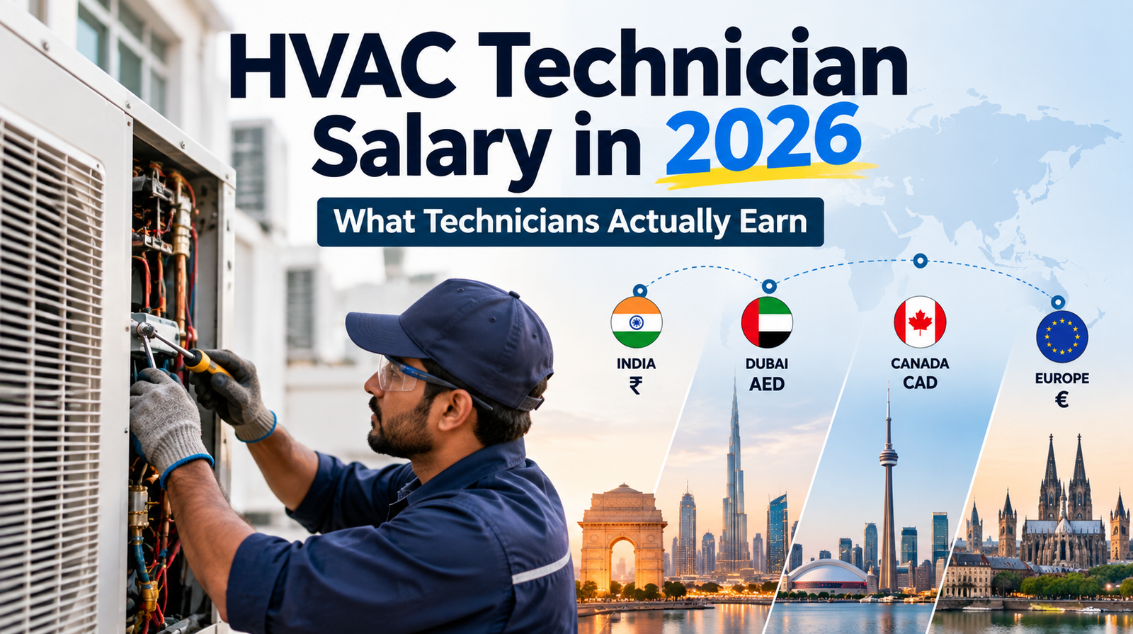 HVAC technician salary in 2026 across India, Dubai, Canada and Europe